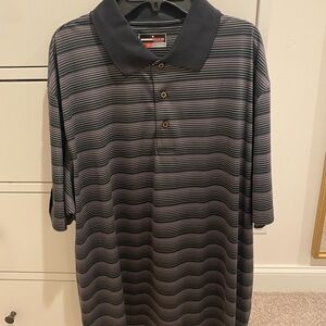 Grand Slam Black and Gray Striped Polo Shirt